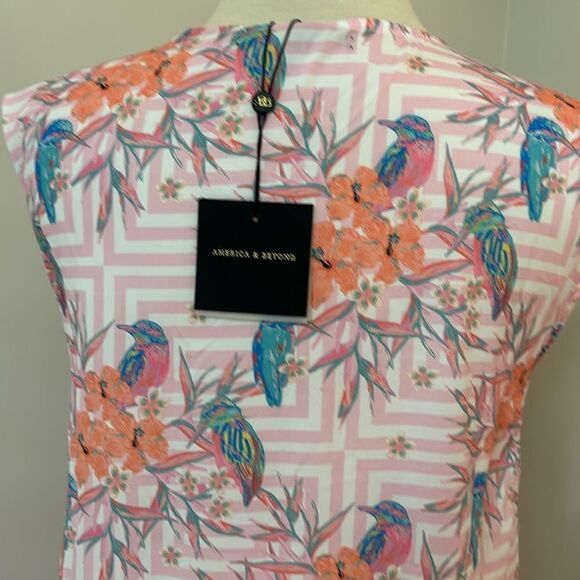 NWT AMERICA & BEYOND Hummingbird Print Maxi Dress M - Picture 10 of 13